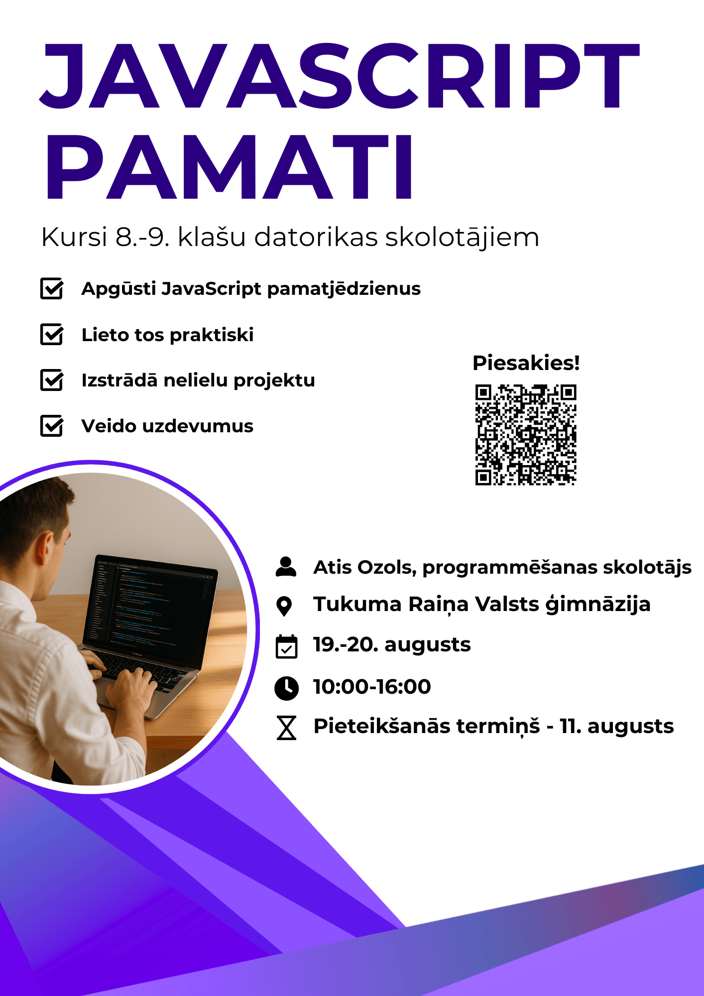 Profesionālās pilnveides kurss skolotājiem: “JavaScript pamati”