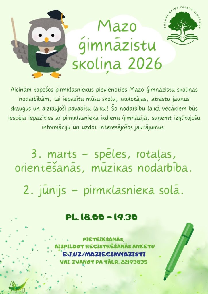 🎒 Gatavi skolai? Piesakies nodarbībām “Mazo ģimnāzistu skoliņa 2026”!